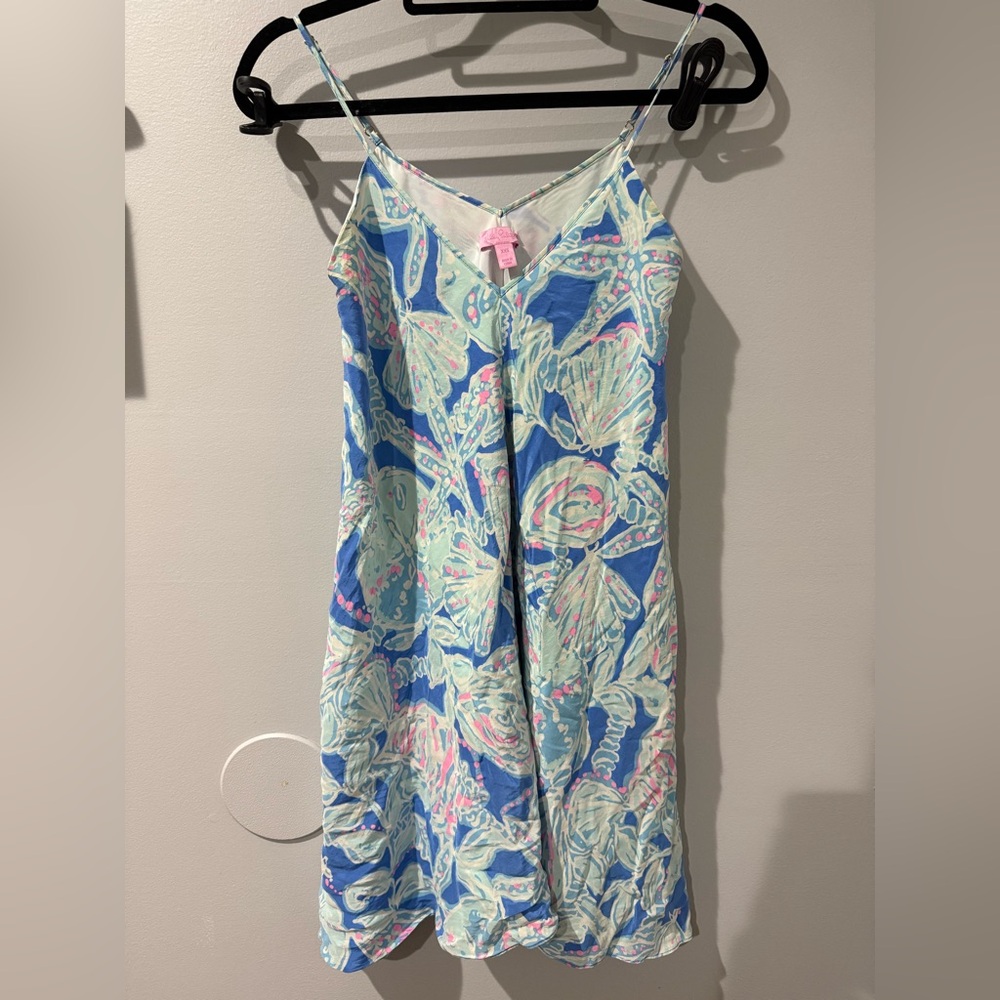 Lilly Pulitzer Clara Out To Sea Silk Dress Women's Size XS Adjustable Straps F